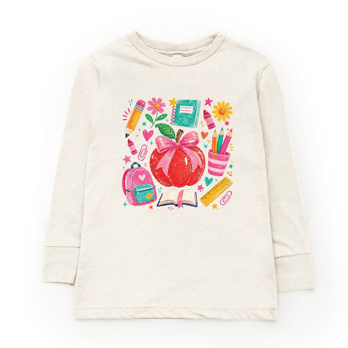 Back to School Apple and Supplies - Youth Long Sleeve product image 2