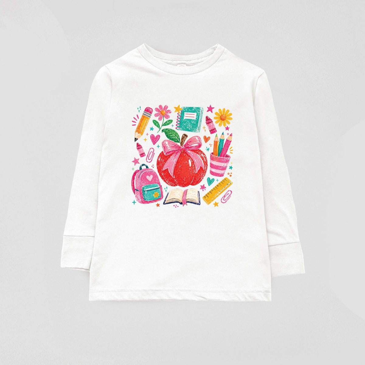 Back to School Apple and Supplies - Youth Long Sleeve product image 8