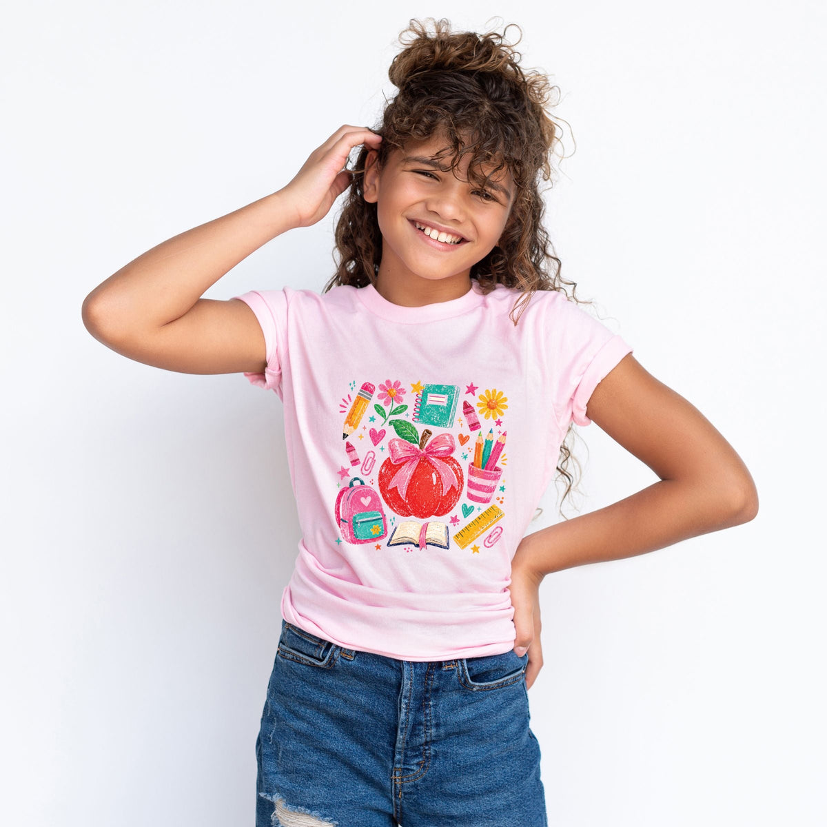 Back to School Apple and Supplies - Youth Short Sleeve product image 1