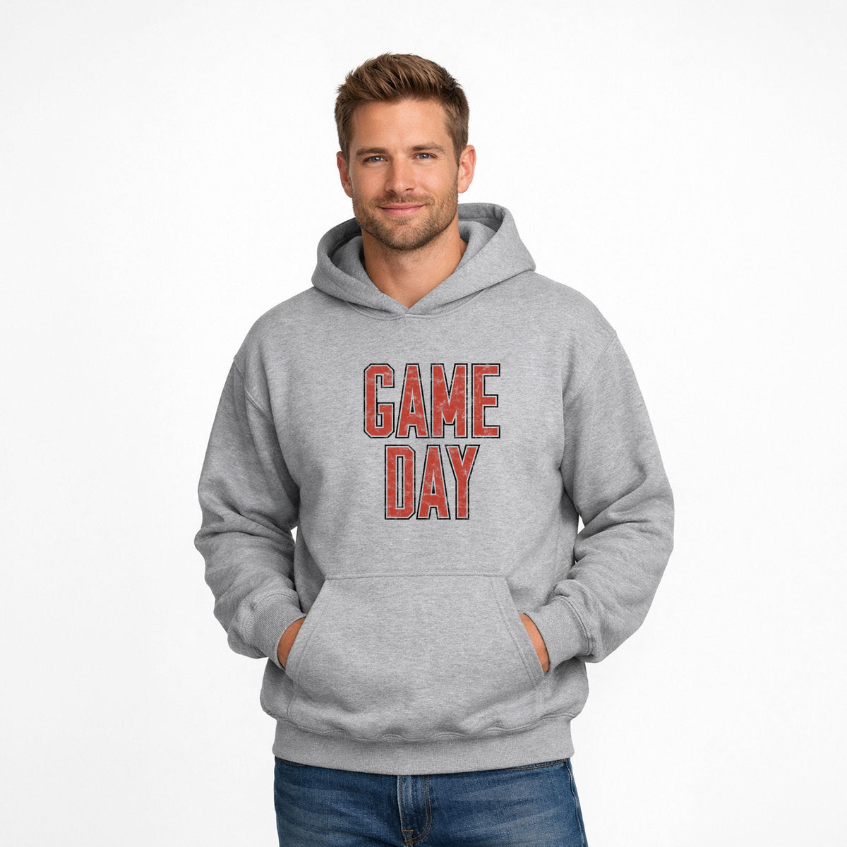 Game Day Outlined Distressed - Men's Graphic Hoodie product image 1