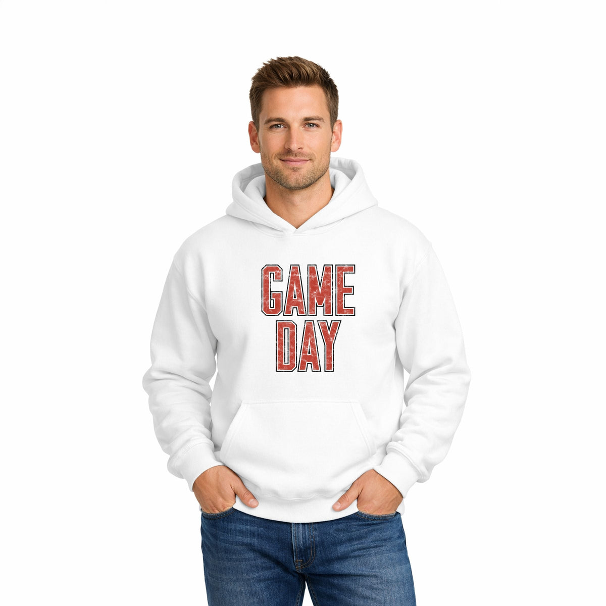 Game Day Outlined Distressed - Men's Graphic Hoodie product image 7