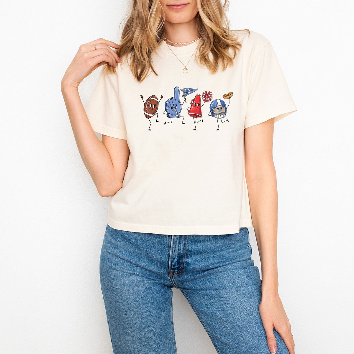 Football Stick Figures - Women's Boxy Crop Top Graphic product image 3