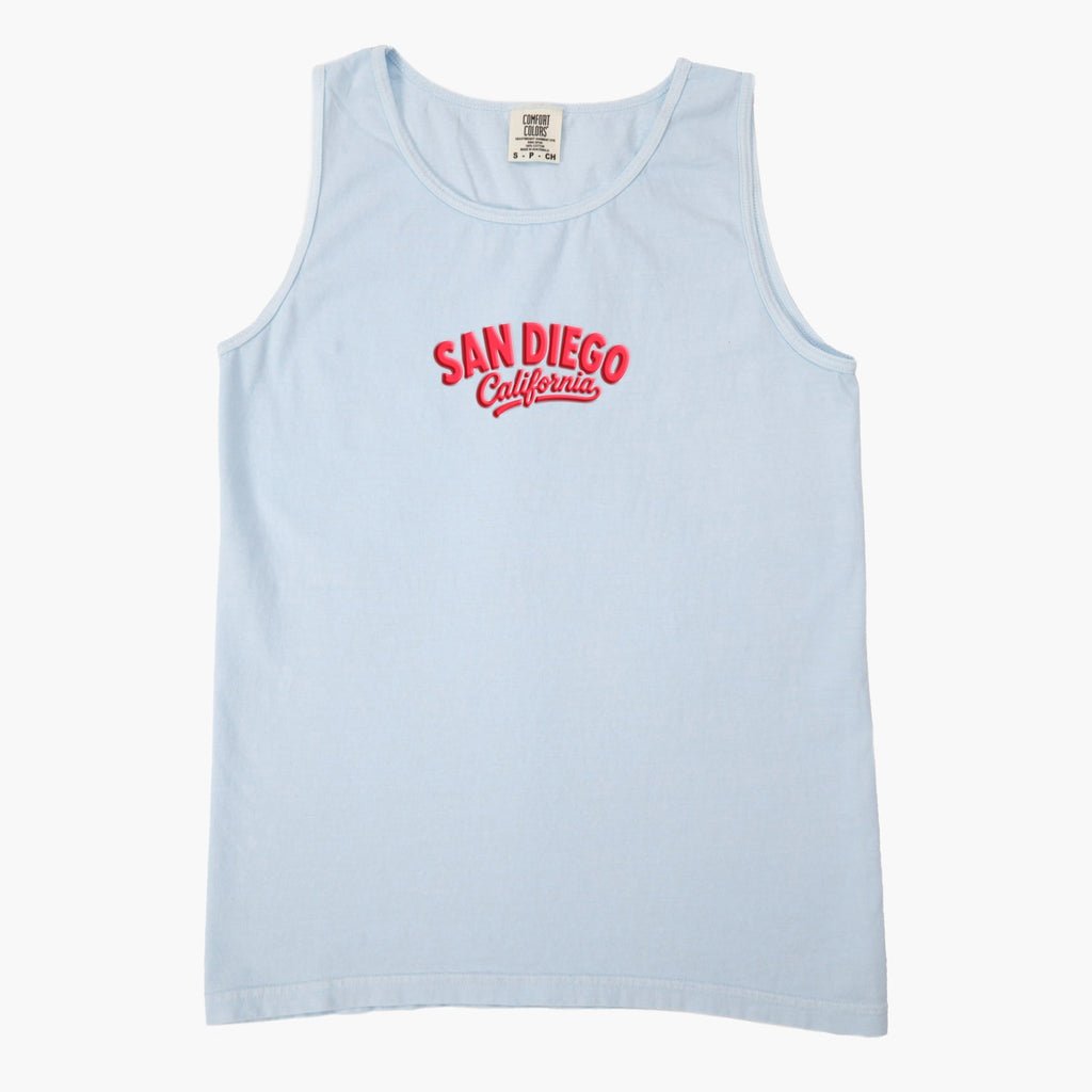 San Diego Vibrant Puff Print - Women's Garment Dyed Graphic Tank Top