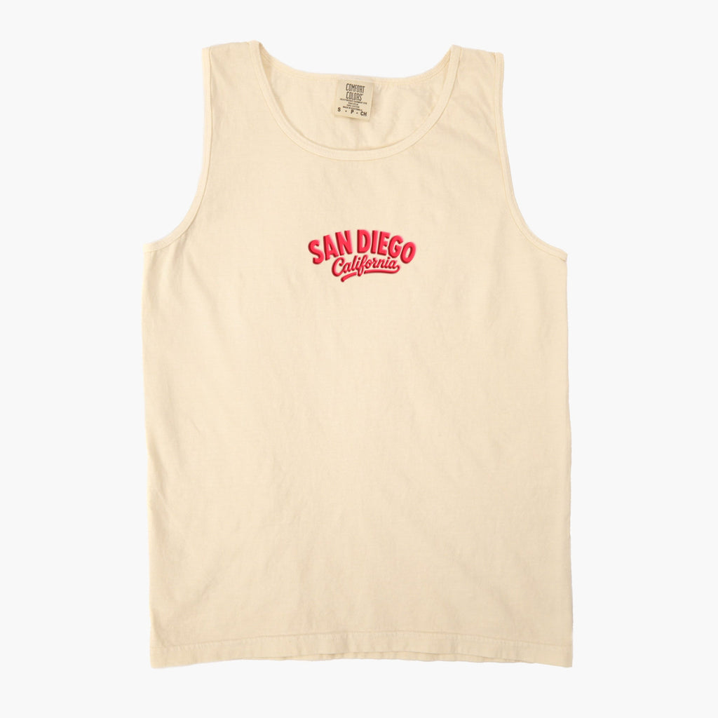 San Diego Vibrant Puff Print - Women's Garment Dyed Graphic Tank Top