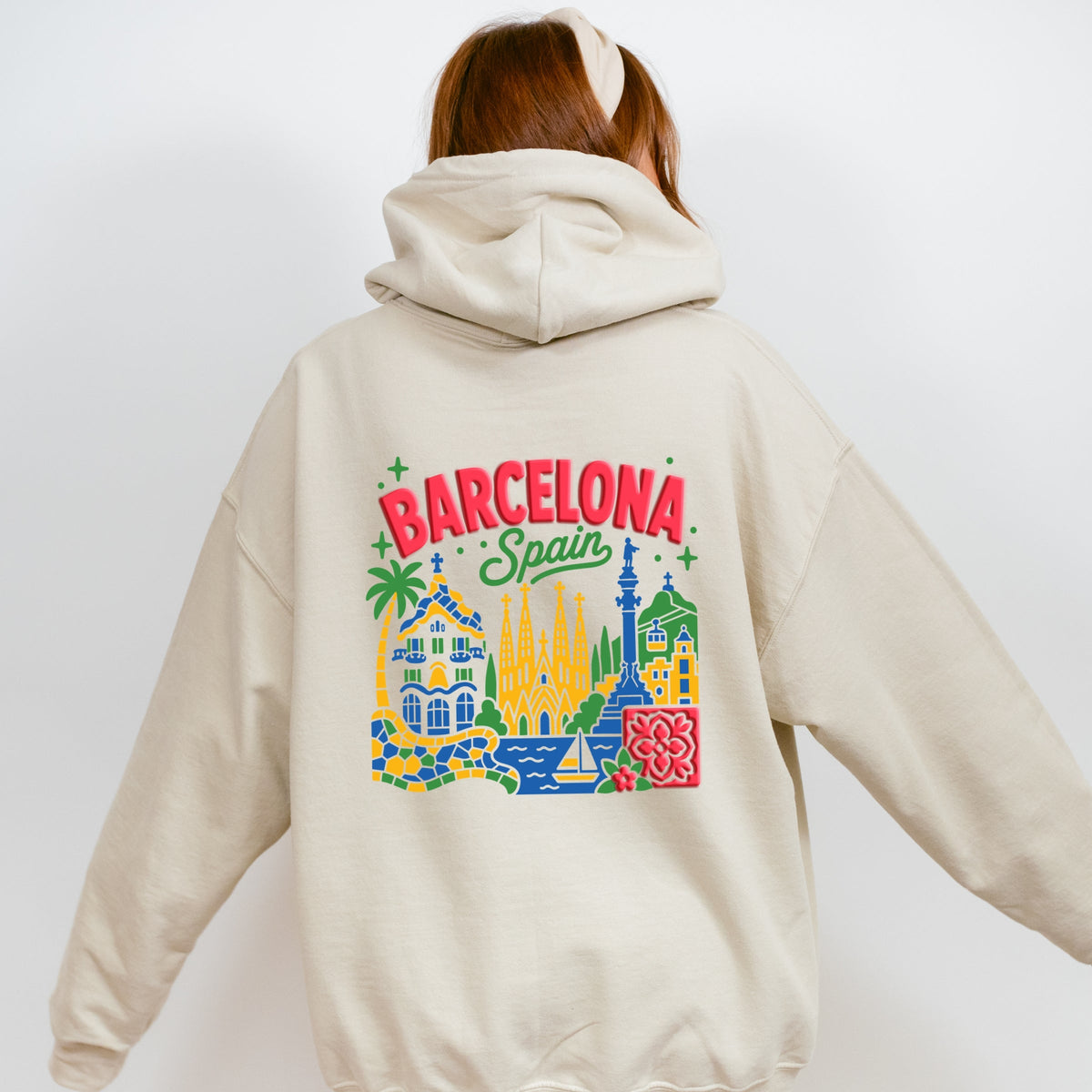 Barcelona Vibrant Puff Print - Women's Graphic Hoodie product image 3