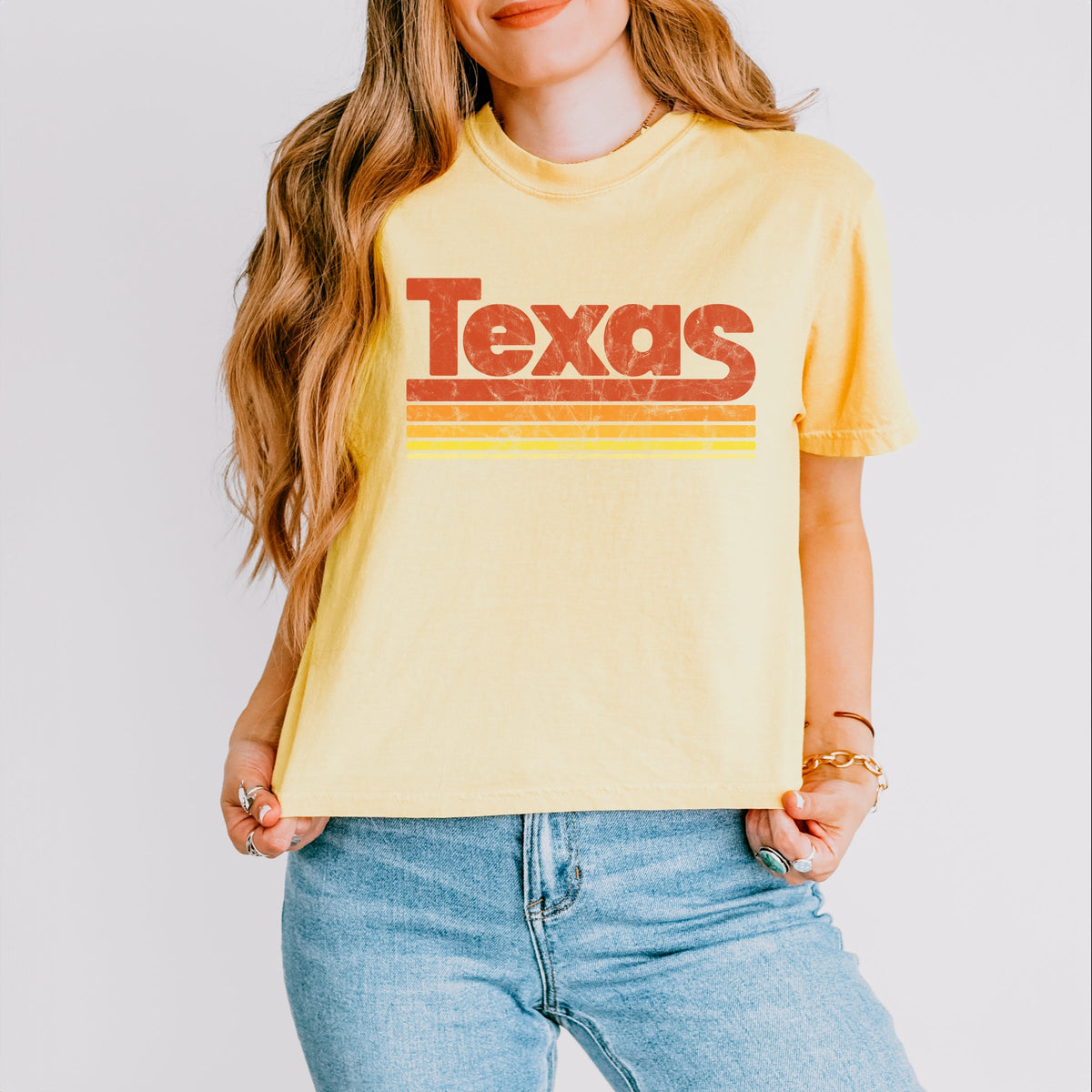 Texas Retro Stripes - Women's Boxy Crop Top Graphic T-Shirt product image 10