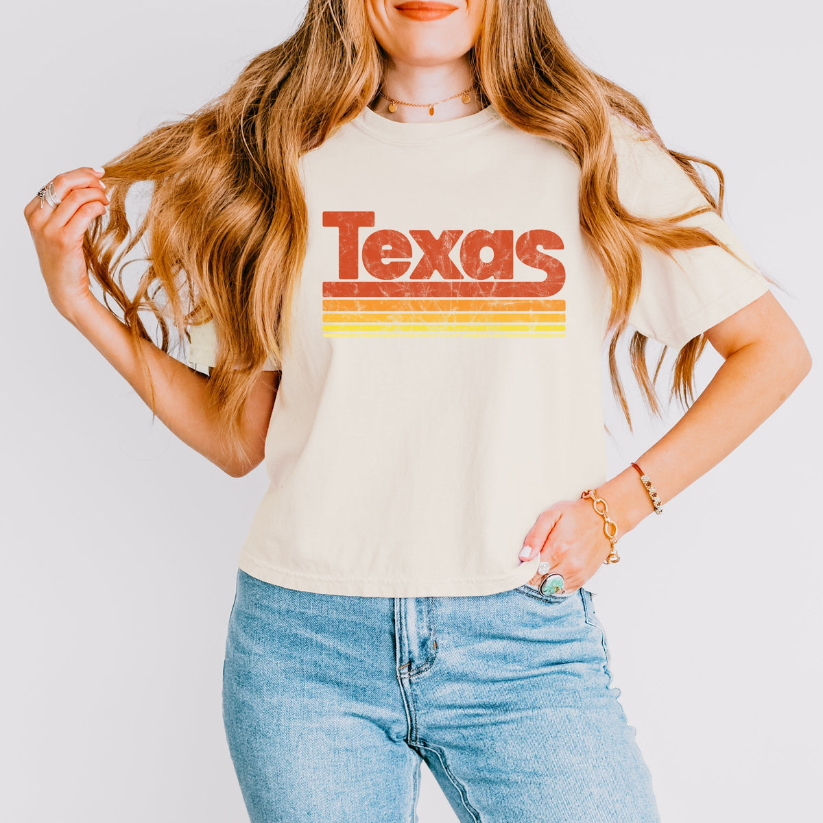 Texas Retro Stripes - Women's Boxy Crop Top Graphic T-Shirt product image 3