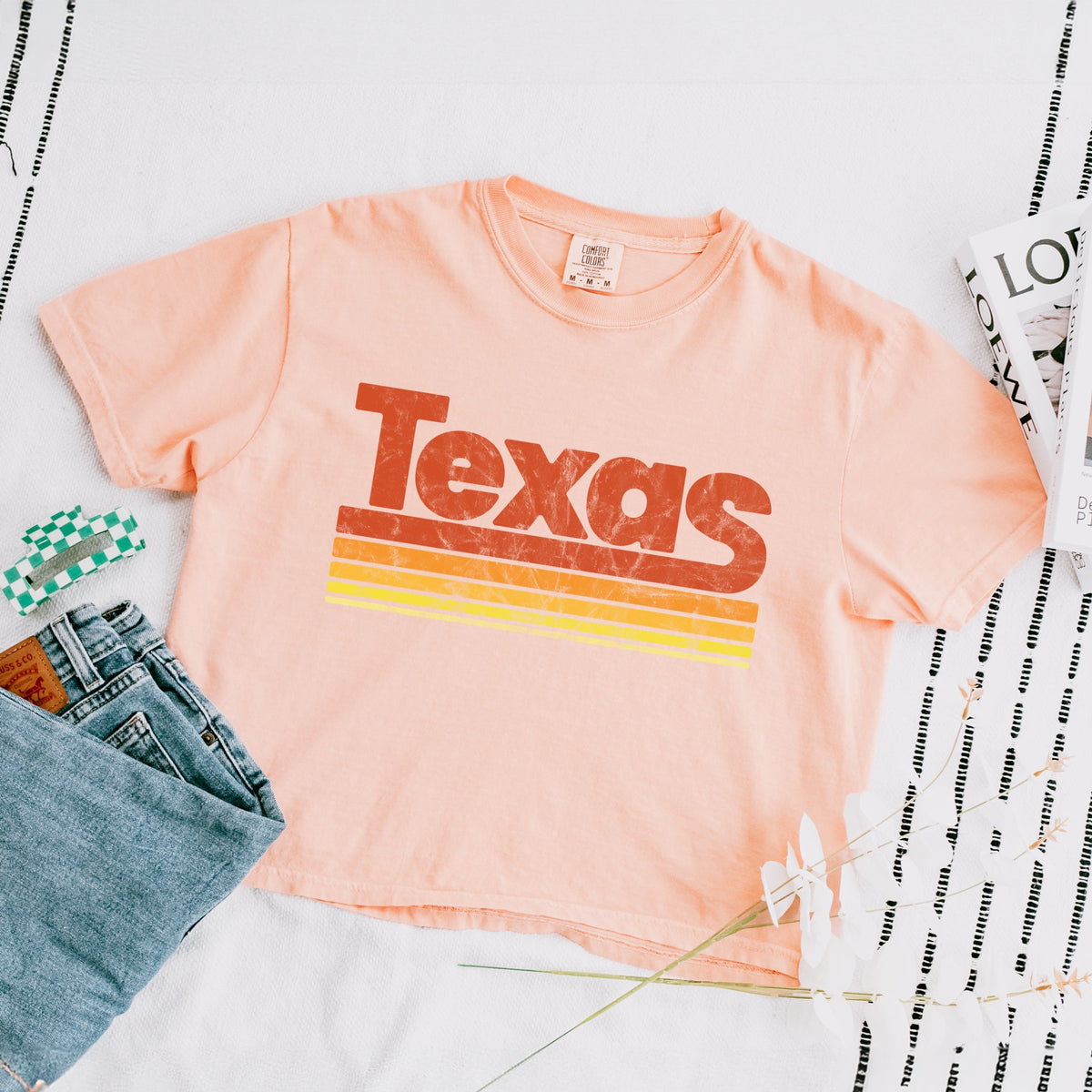 Texas Retro Stripes - Women's Boxy Crop Top Graphic T-Shirt product image 6