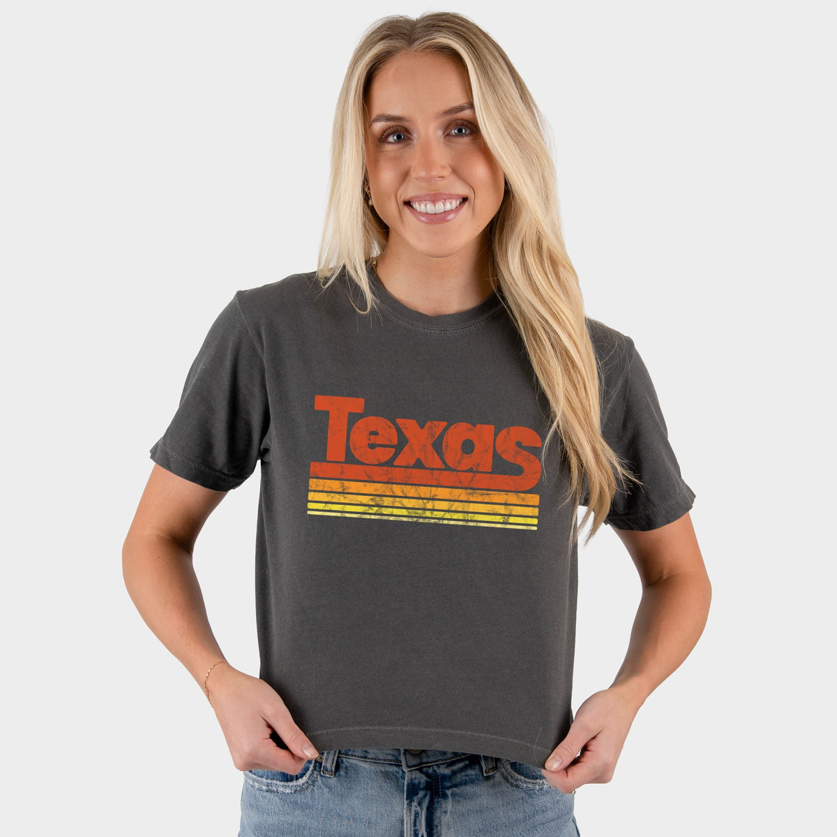 Texas Retro Stripes - Women's Boxy Crop Top Graphic T-Shirt product image 13