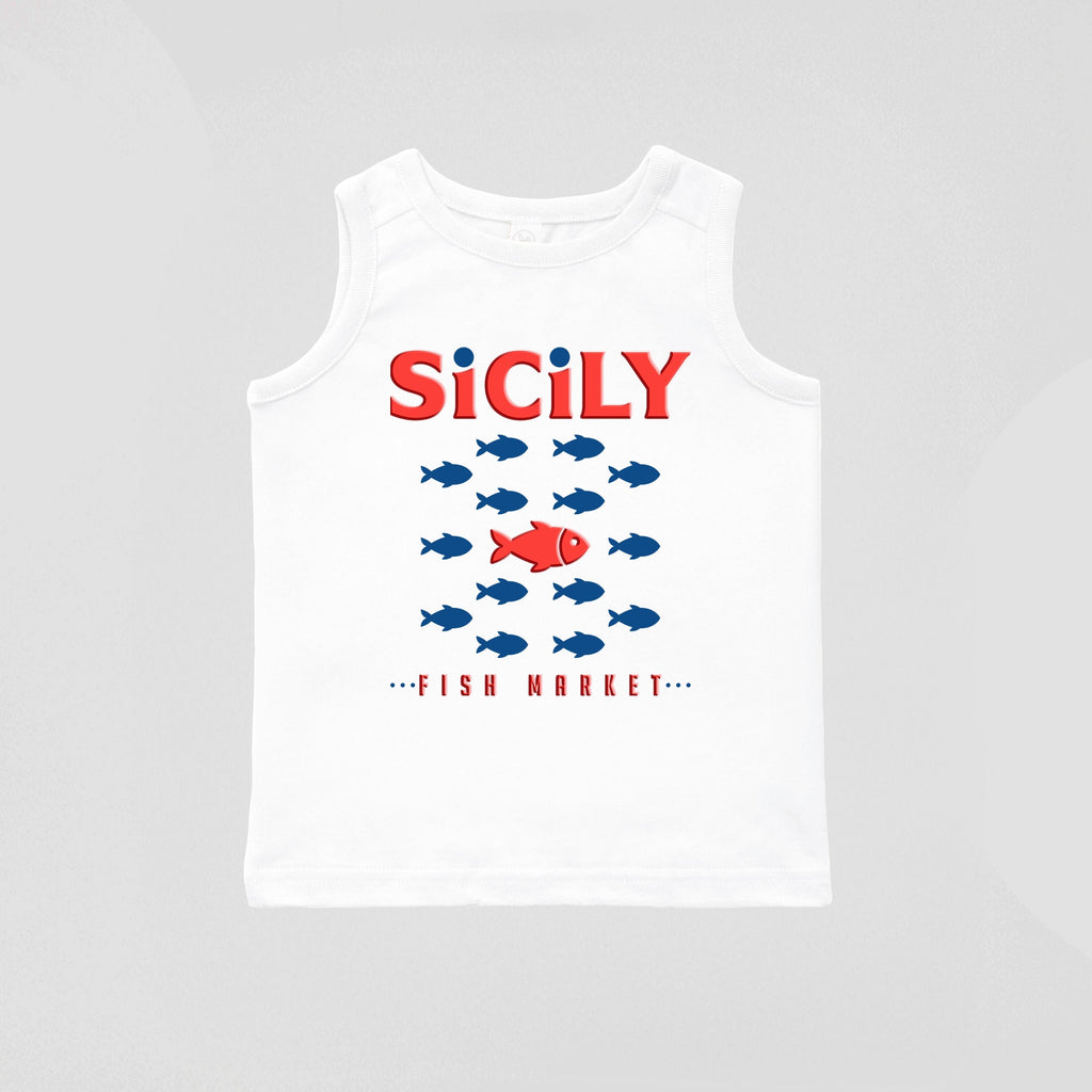 Sicily Fish Market Puff Print - Youth Tank Top