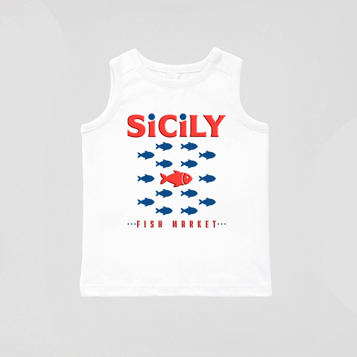 Sicily Fish Market Puff Print - Youth Tank Top