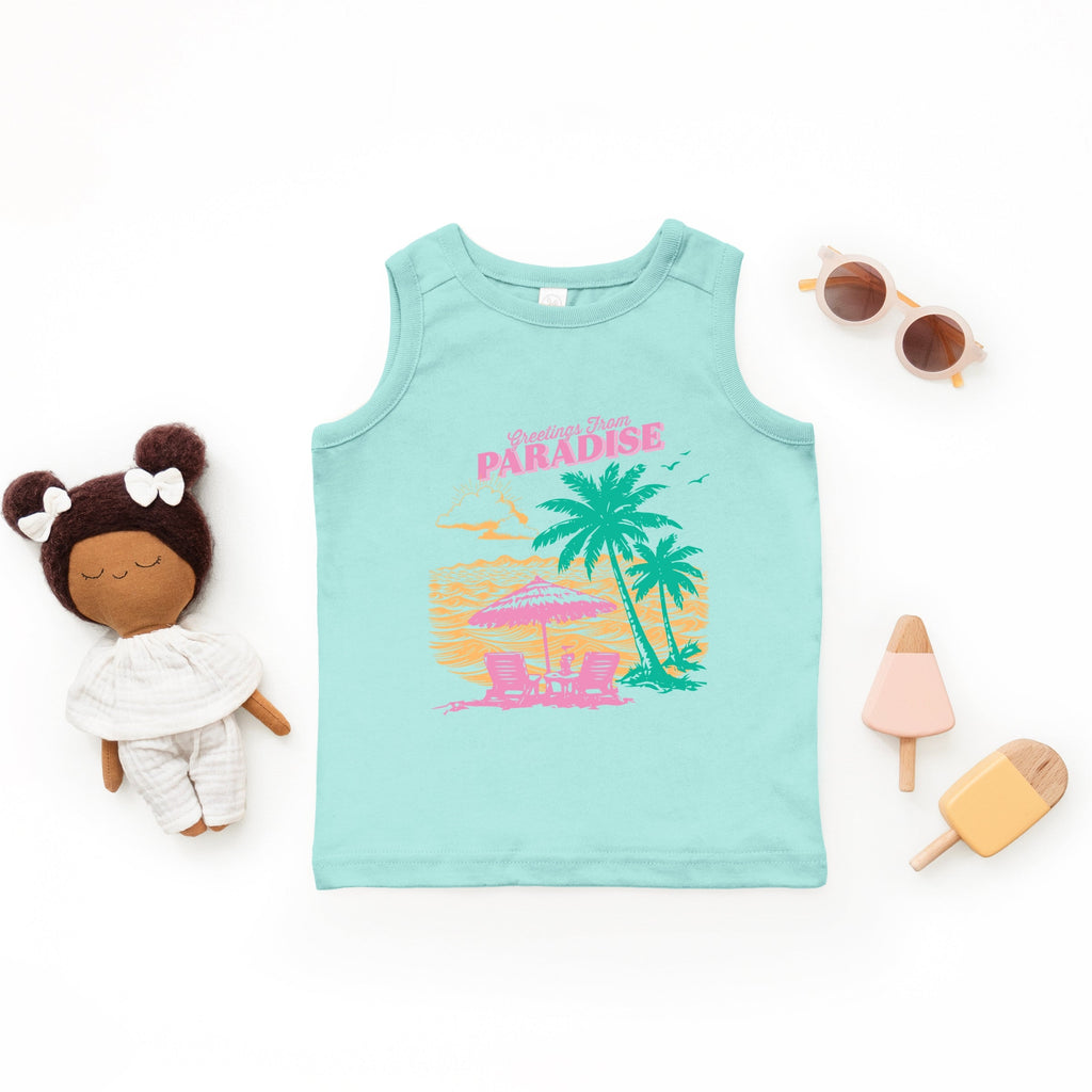 Greetings From Paradise Palm Tree - Toddler Graphic Tank