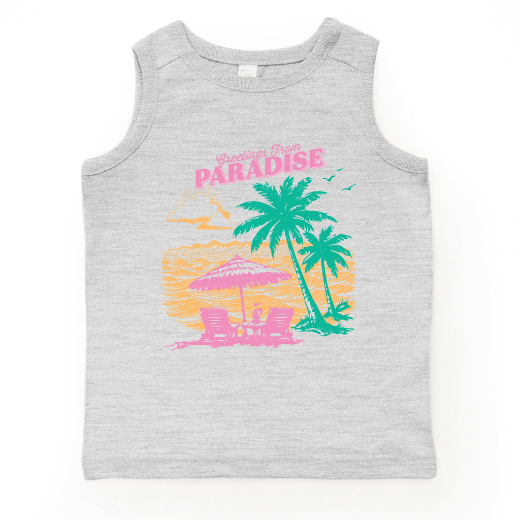 Greetings From Paradise Palm Tree - Toddler Graphic Tank