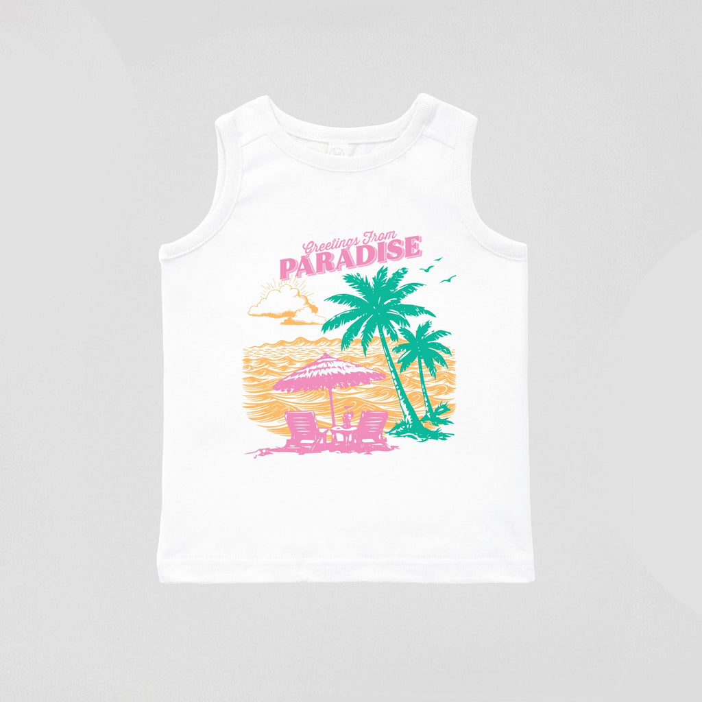 Greetings From Paradise Palm Tree - Toddler Graphic Tank