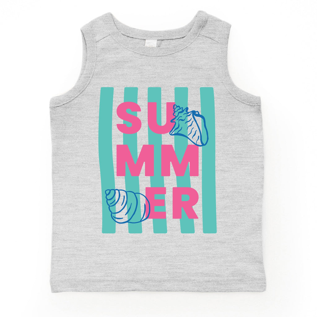 Summer Stripes Seashells - Toddler Graphic Tank