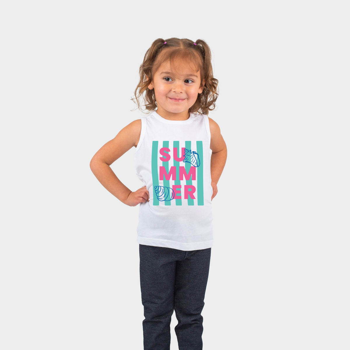 Summer Stripes Seashells - Toddler Graphic Tank