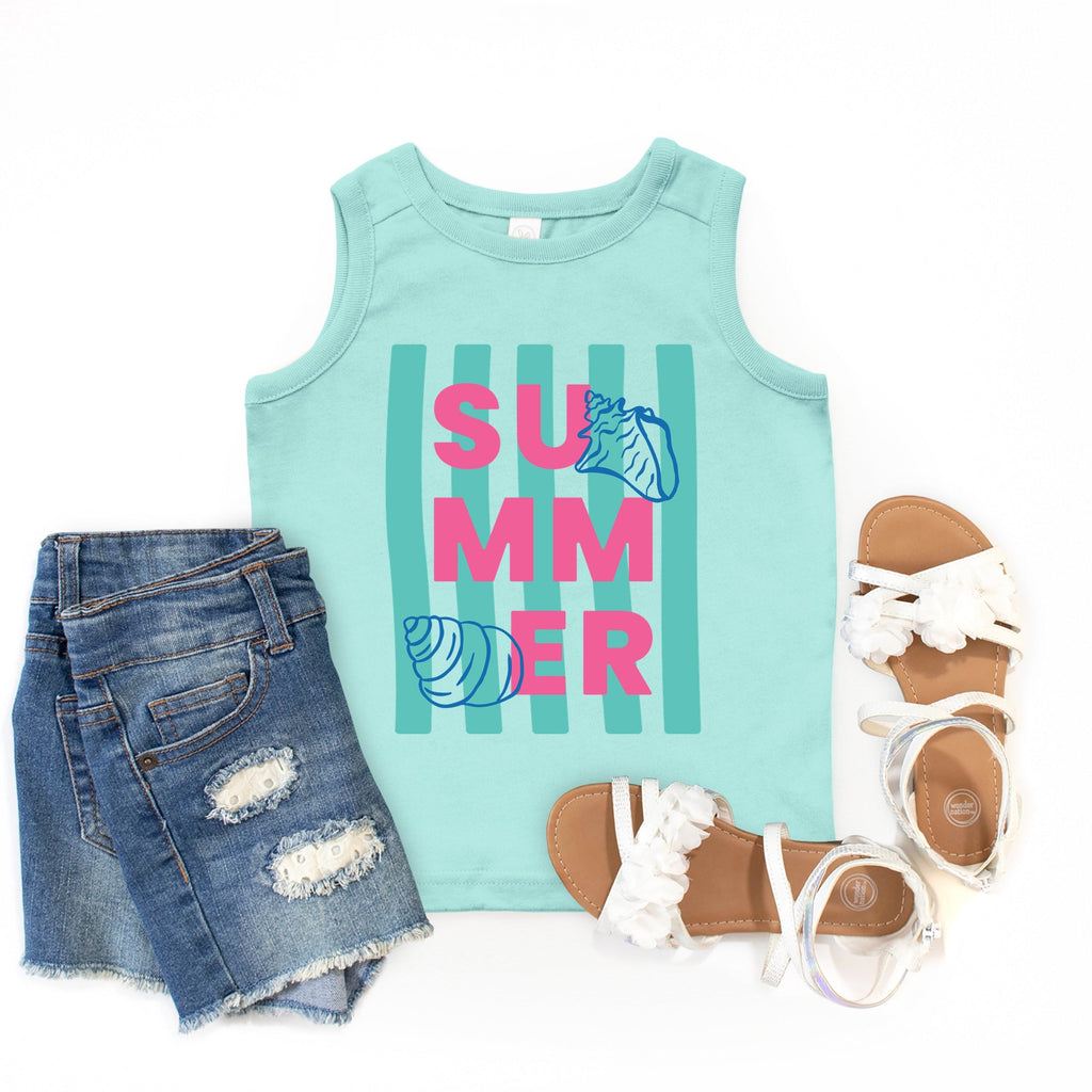Summer Stripes Seashells - Youth Tank Top