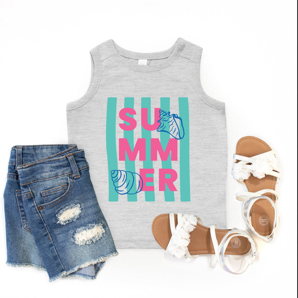 Summer Stripes Seashells - Youth Tank Top