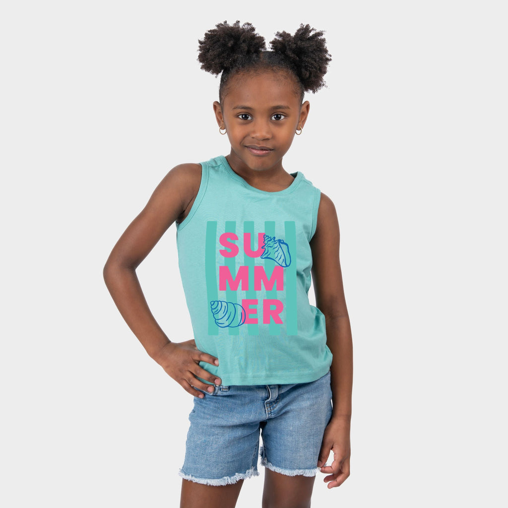 Summer Stripes Seashells - Youth Tank Top