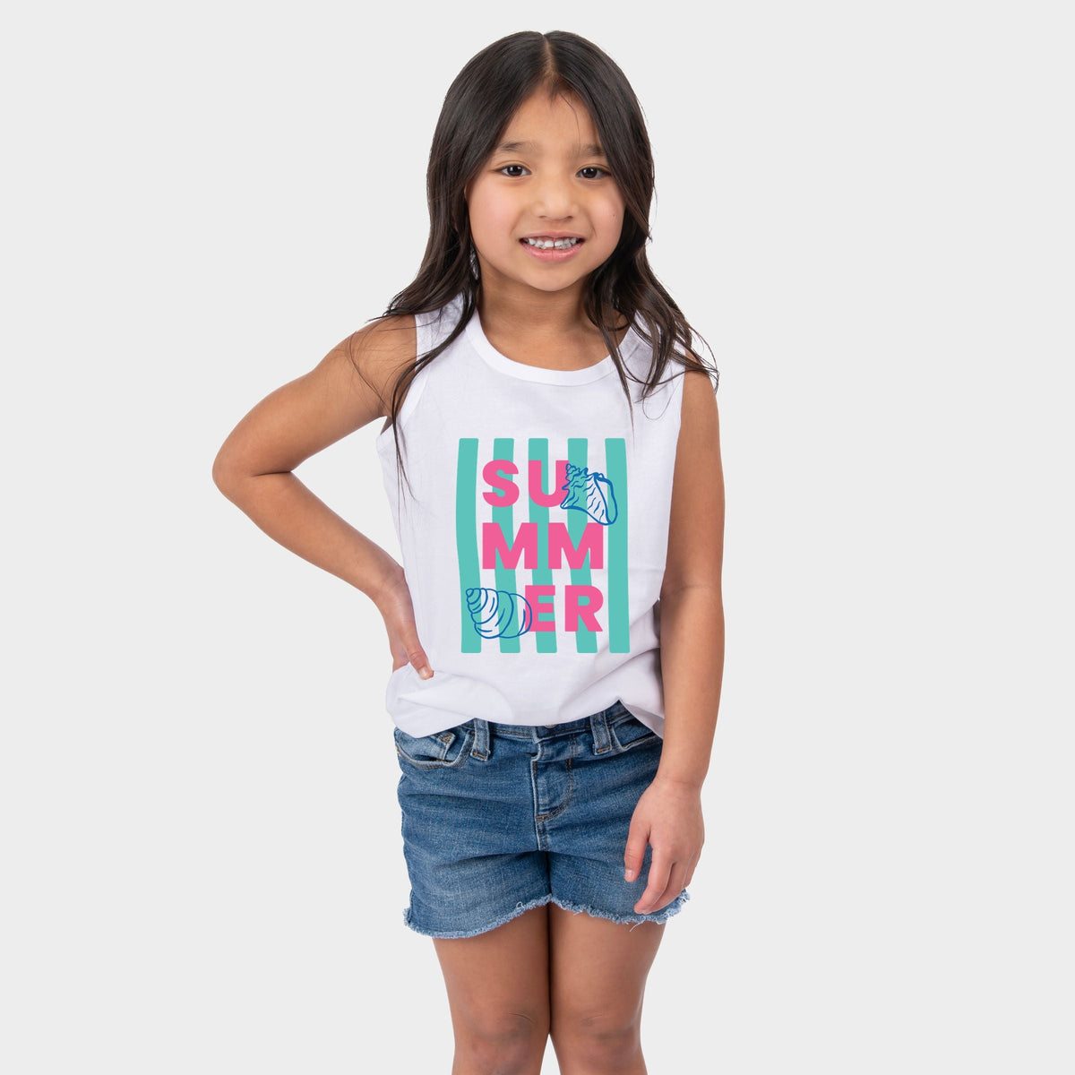 Summer Stripes Seashells - Youth Tank Top