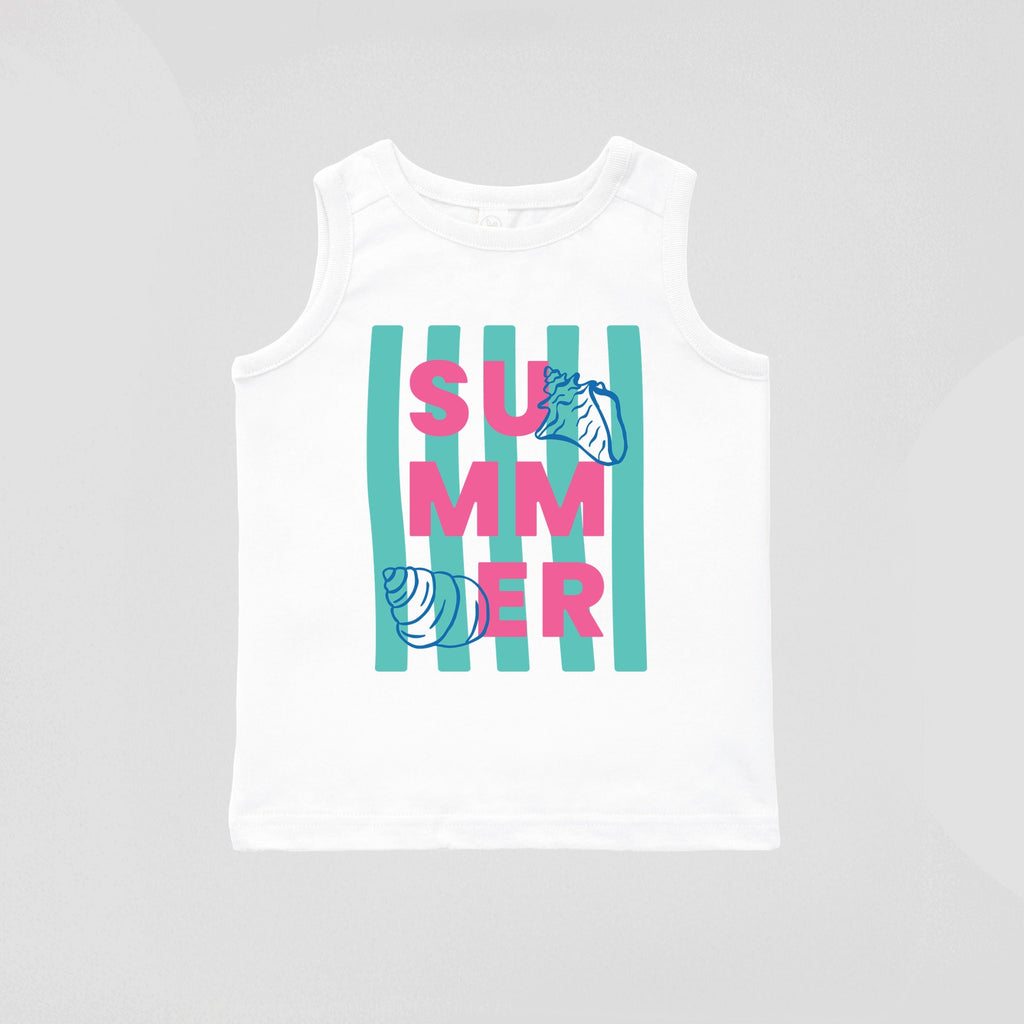 Summer Stripes Seashells - Youth Tank Top