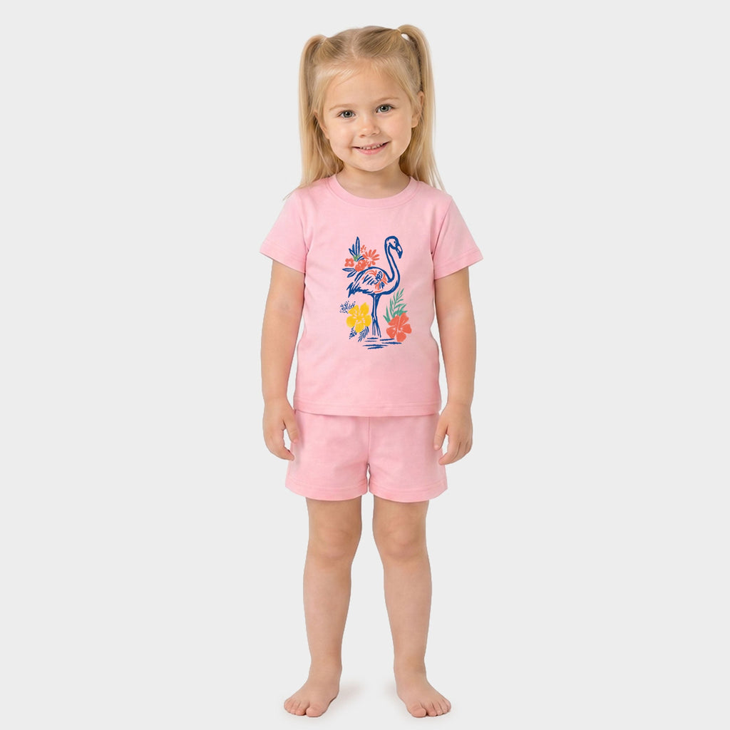 Flamingo Flowers Outline - Toddler Crew Shorts Set product image 7