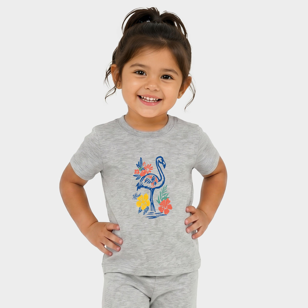 Flamingo Flowers Outline - Toddler Crew Shorts Set product image 5