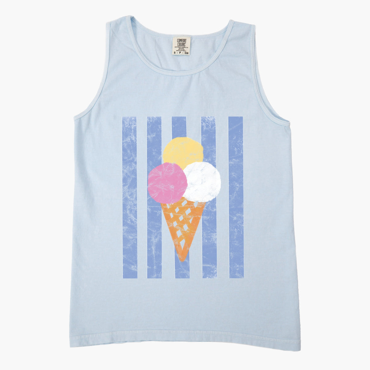 Ice Cream Cone Stripes - Women's Garment Dyed Graphic Tank Top