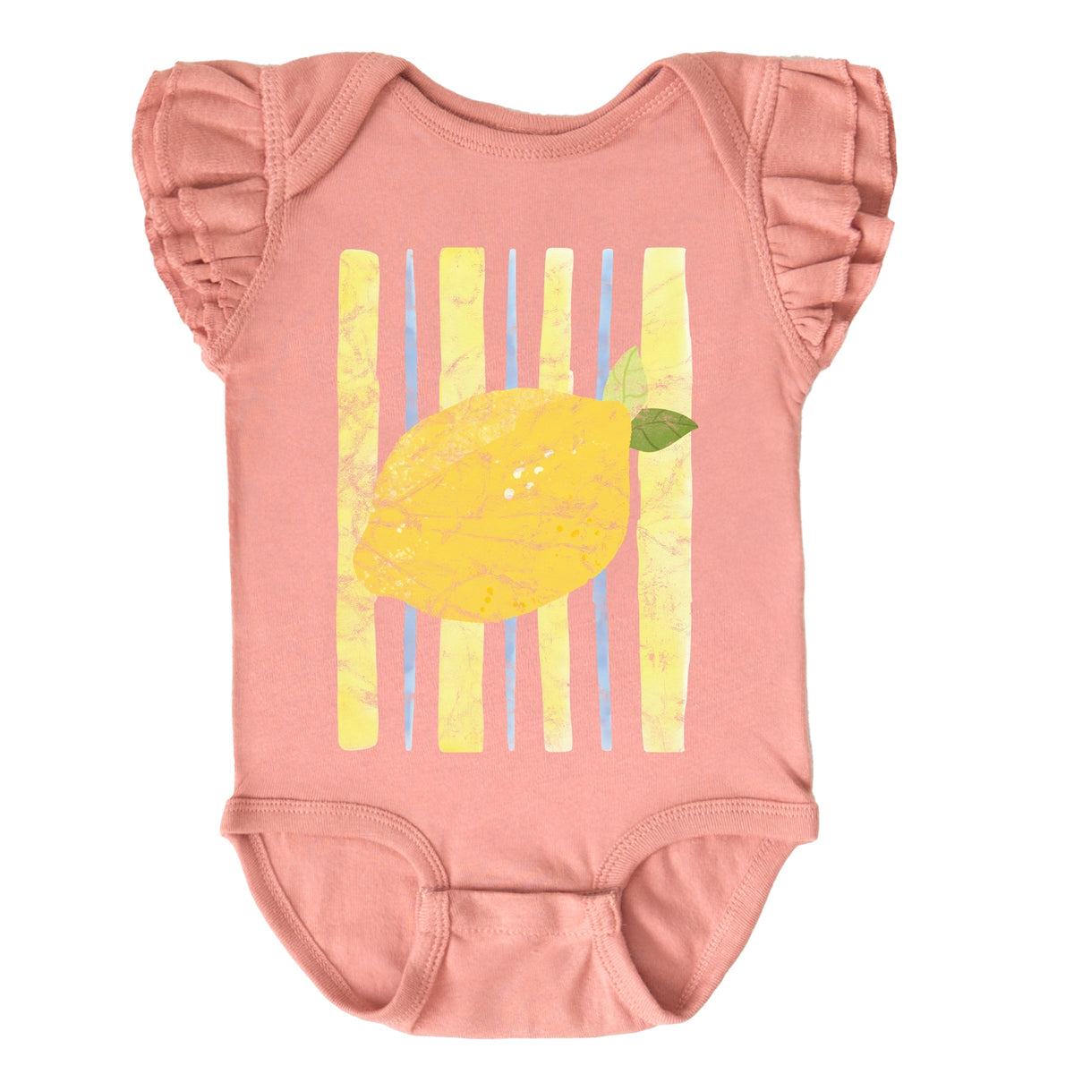 Lemon Stripes - Infant Girl's Flutter Sleeve Bodysuit