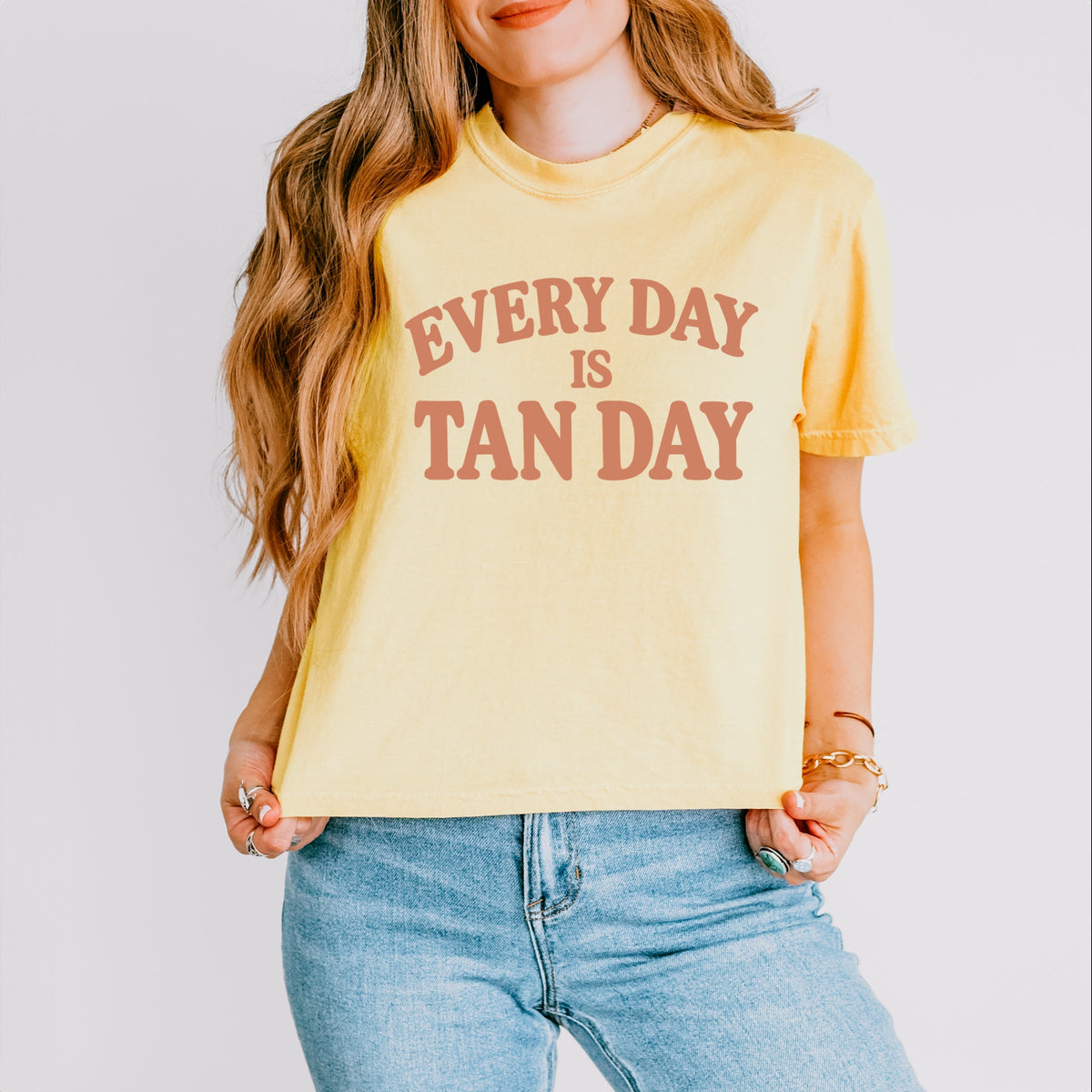 Every Day Is Tan - Women's Boxy Crop Top Graphic T-Shirt product image 3