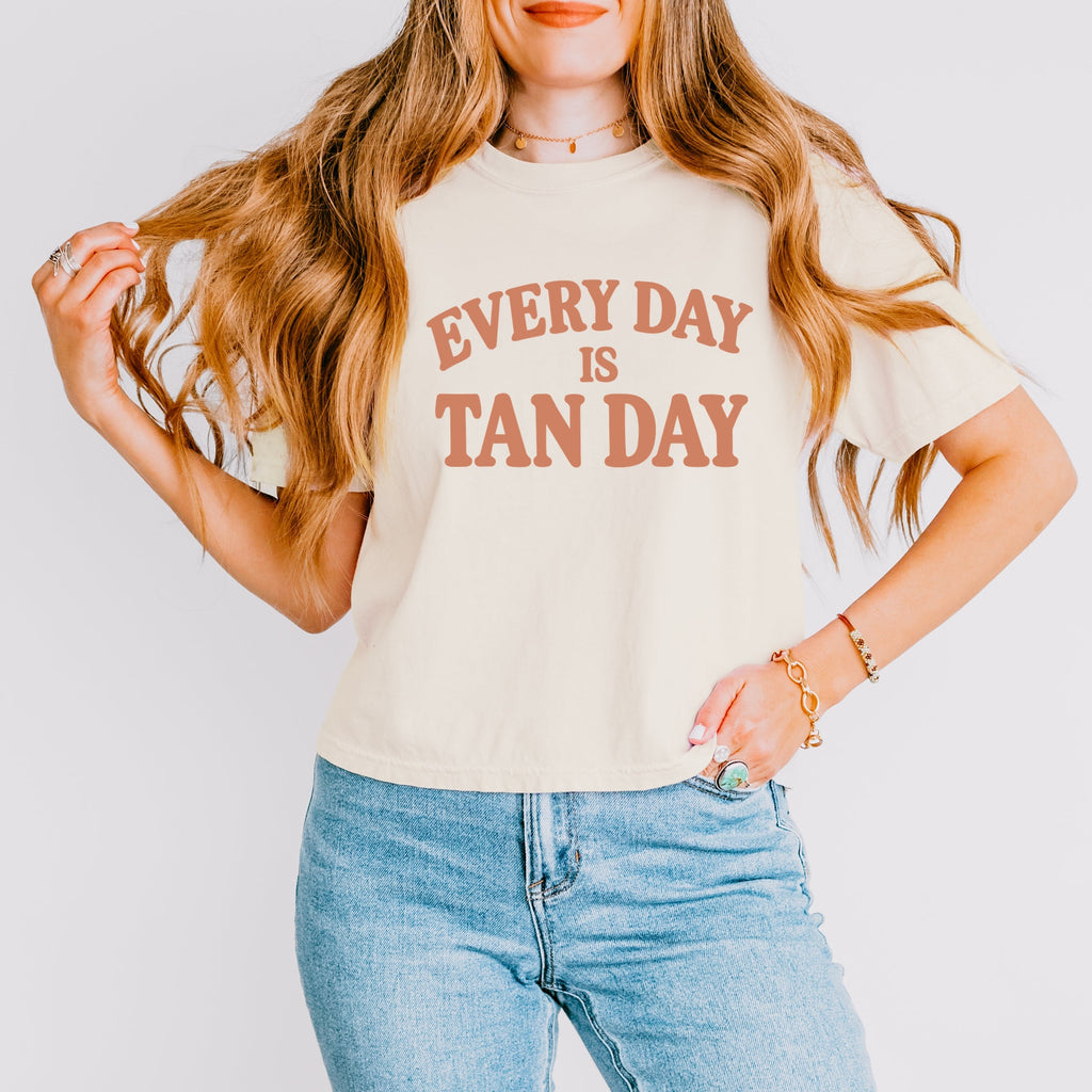 Every Day Is Tan - Women's Boxy Crop Top Graphic T-Shirt product image 11