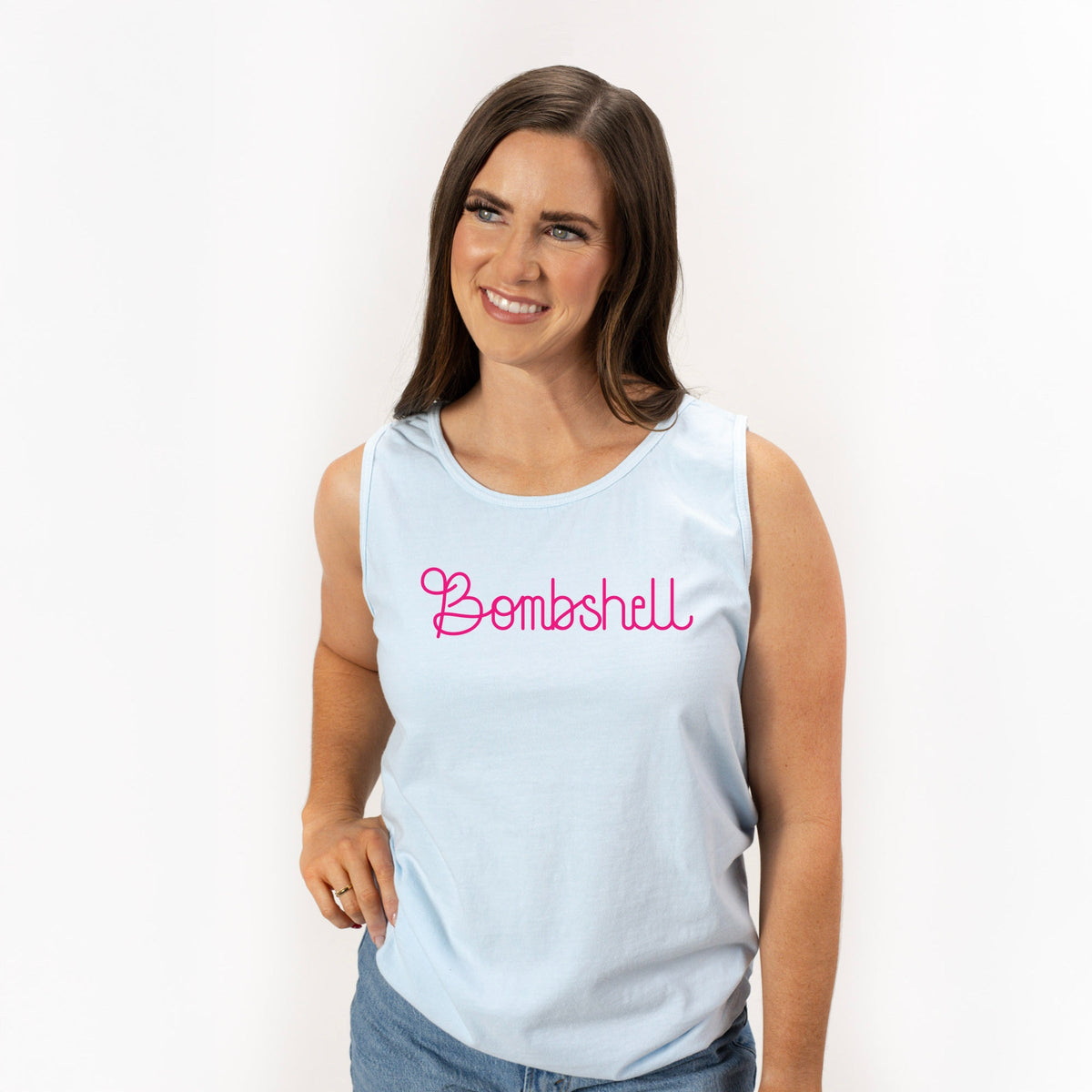 Bombshell Thin - Women's Garment Dyed Graphic Tank Top