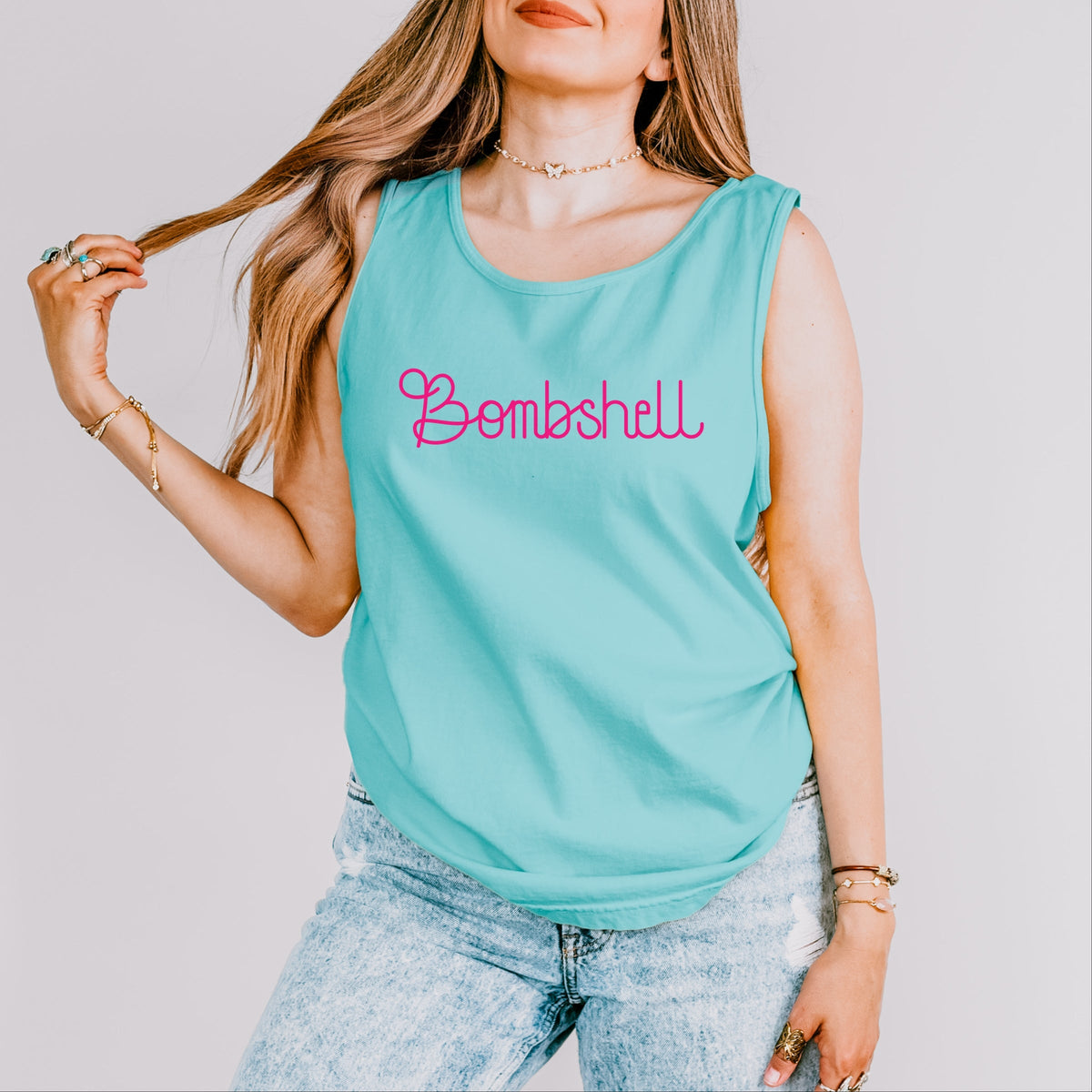 Bombshell Thin - Women's Garment Dyed Graphic Tank Top