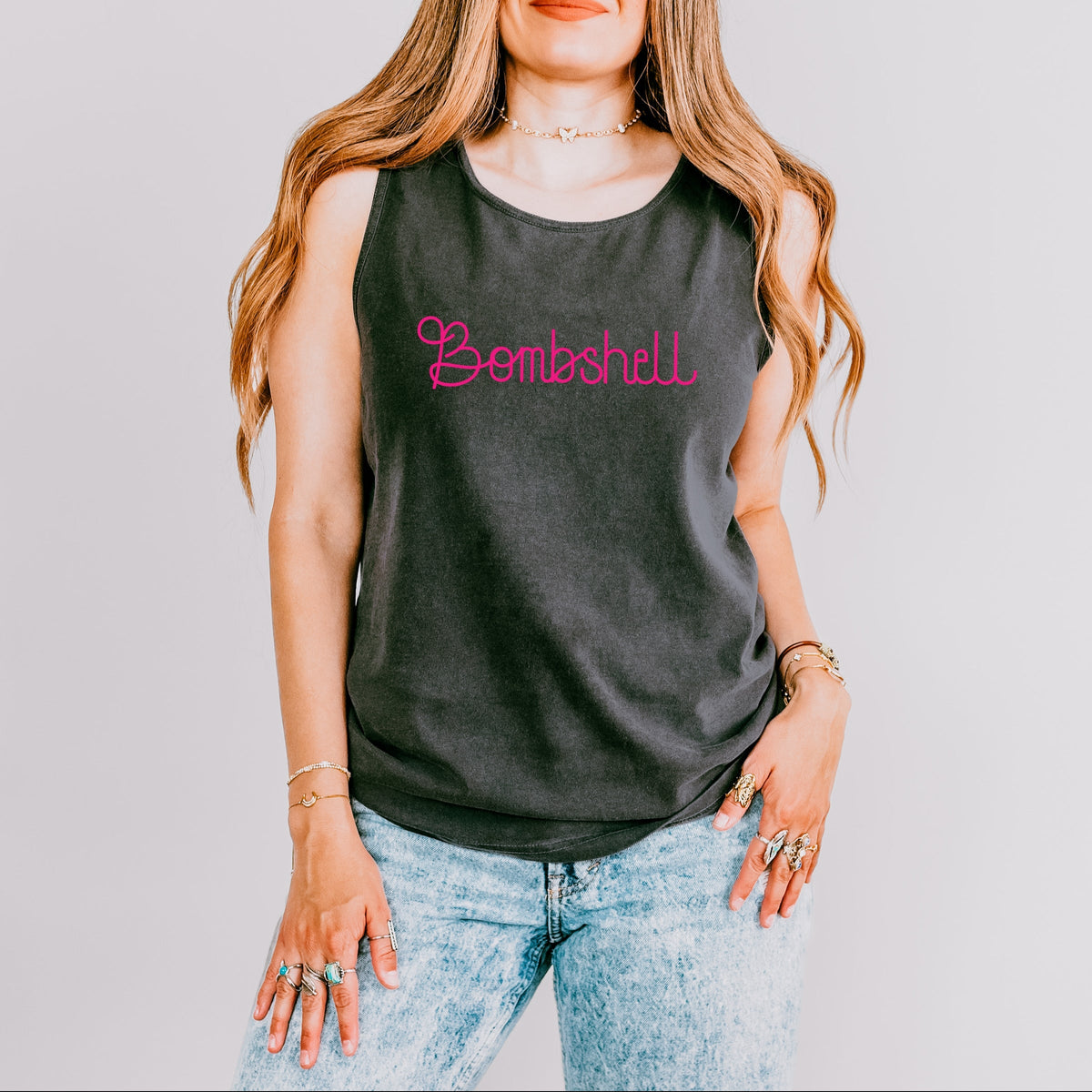 Bombshell Thin - Women's Garment Dyed Graphic Tank Top