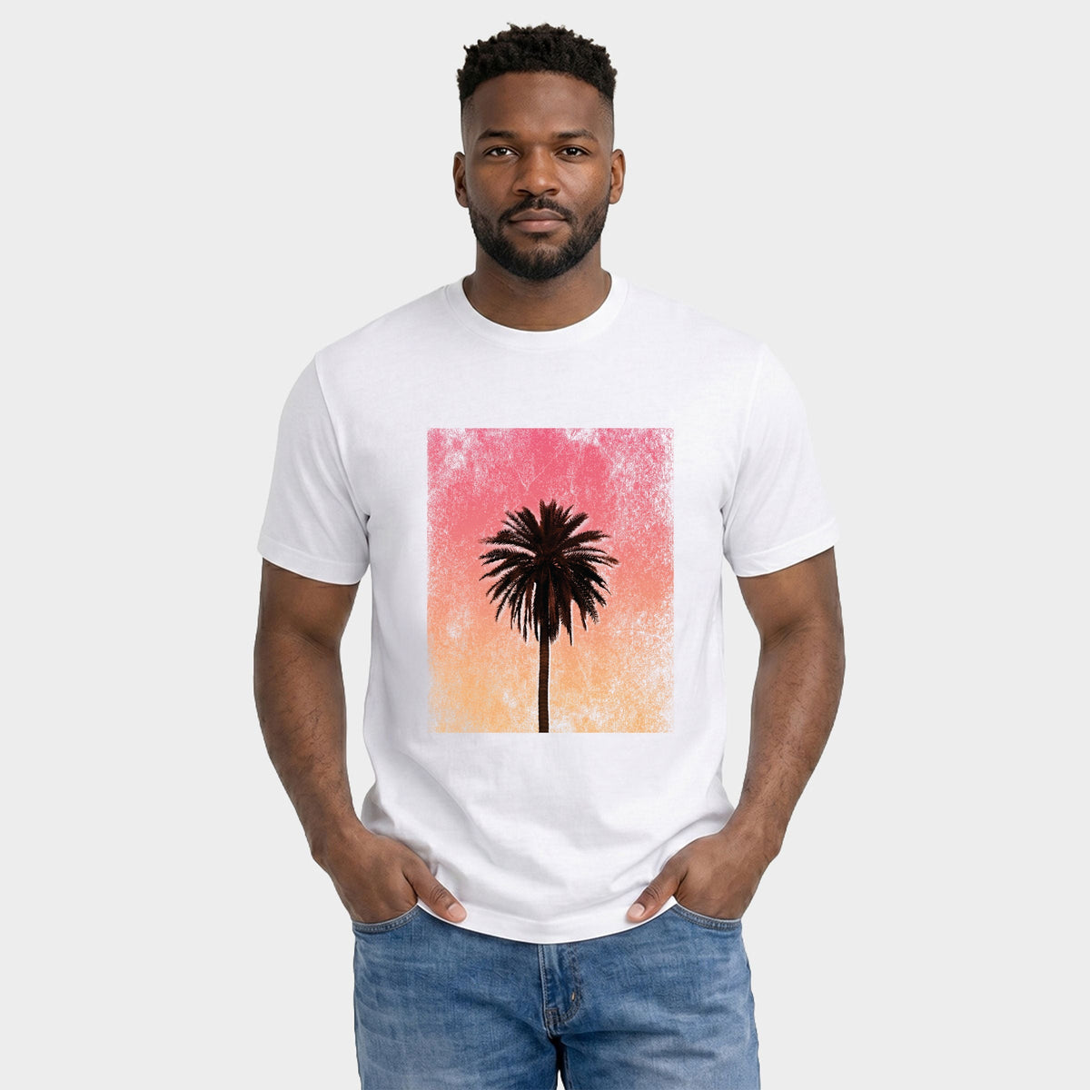 Sunset Palm Tree Distressed - Men's Garment Dyed Graphic product image 5