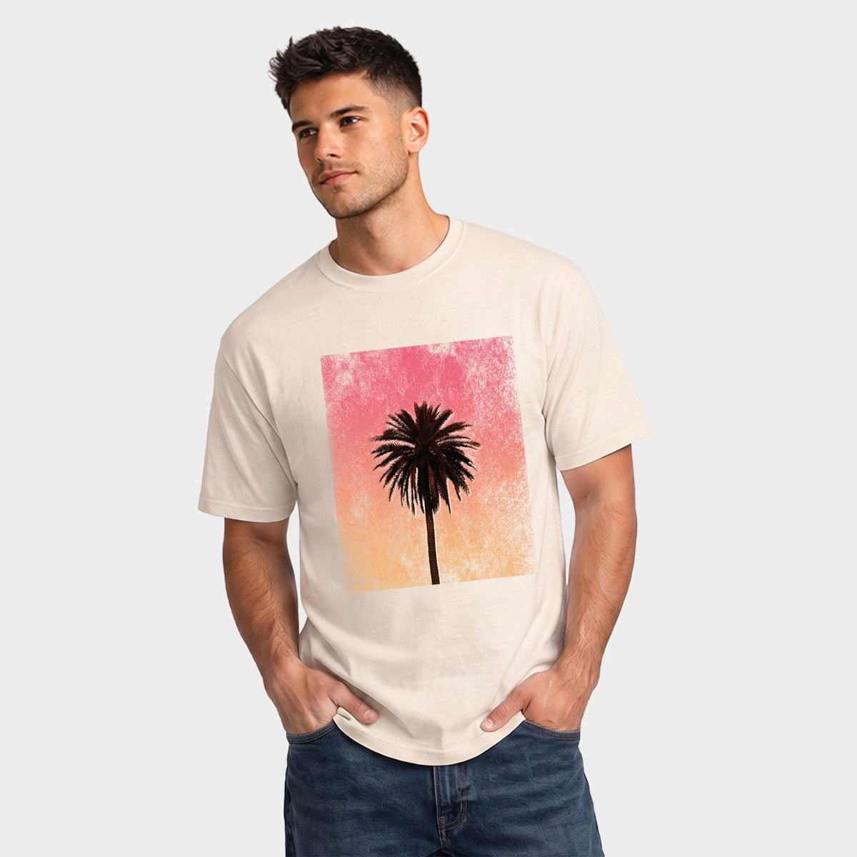 Sunset Palm Tree Distressed - Men's Garment Dyed Graphic product image 1
