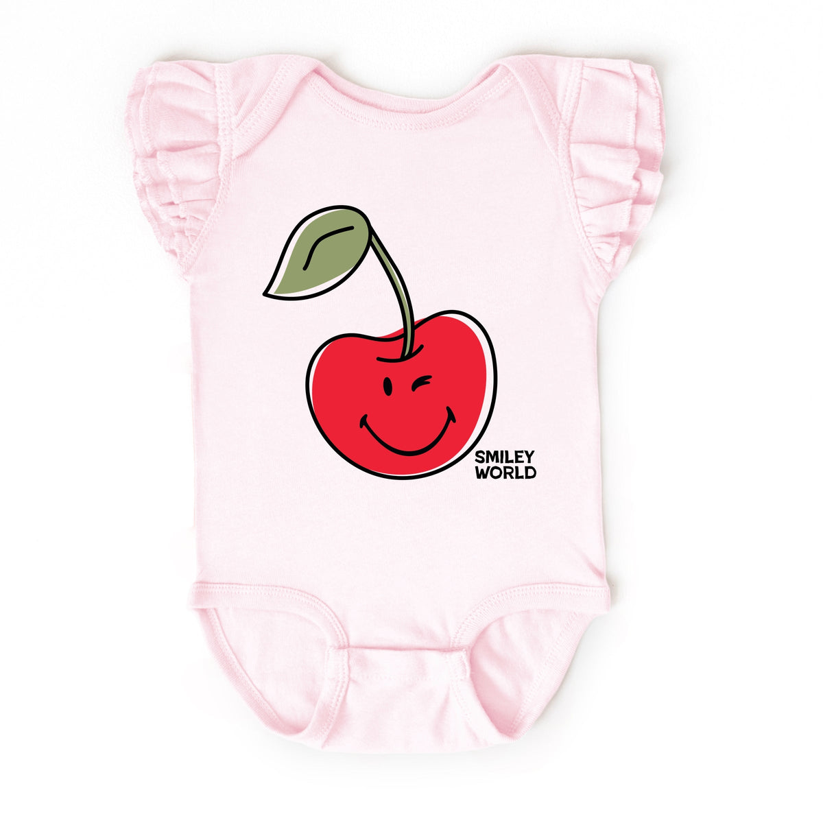 SmileyWorld Winky Cherry - Infant Girl's Flutter Sleeve Bodysuit
