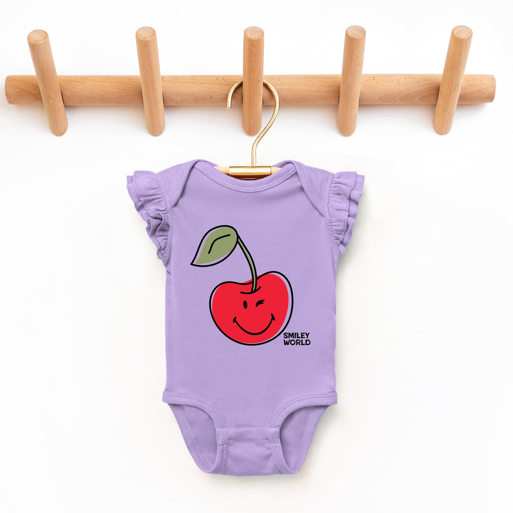 SmileyWorld Winky Cherry - Infant Girl's Flutter Sleeve Bodysuit
