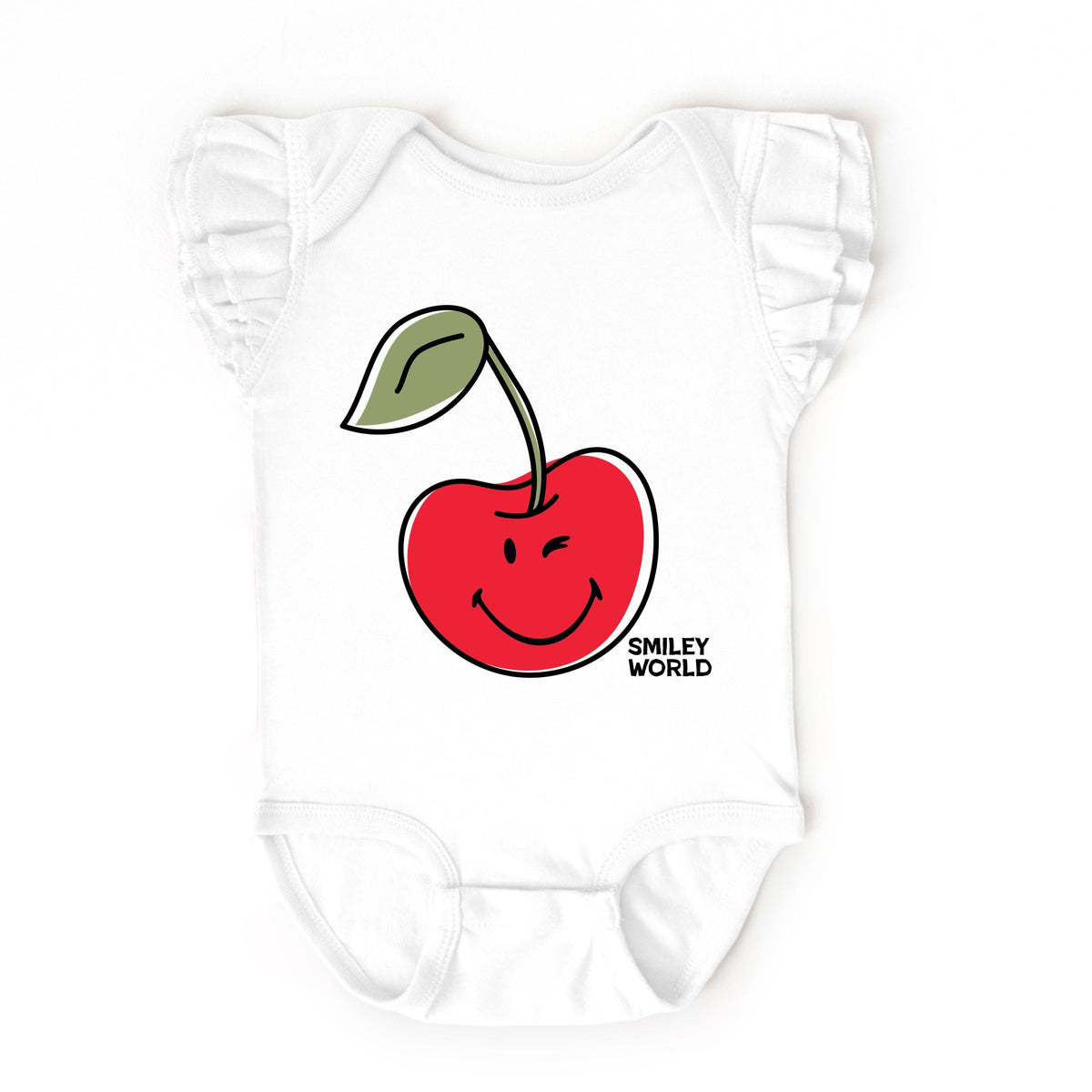 SmileyWorld Winky Cherry - Infant Girl's Flutter Sleeve Bodysuit