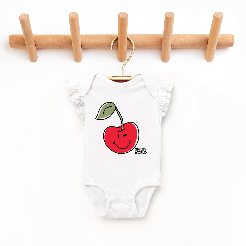 SmileyWorld Winky Cherry - Infant Girl's Flutter Sleeve Bodysuit