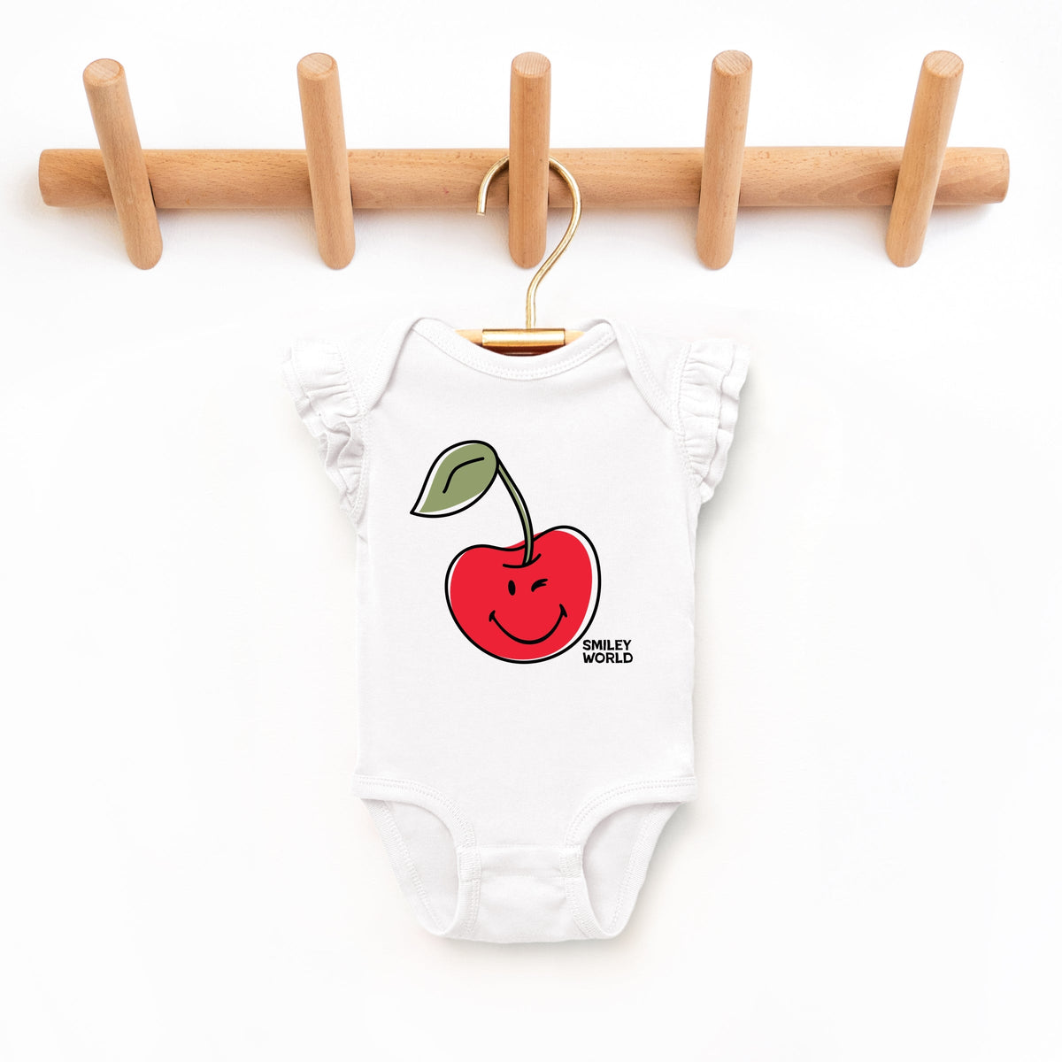 SmileyWorld Winky Cherry - Infant Girl's Flutter Sleeve Bodysuit
