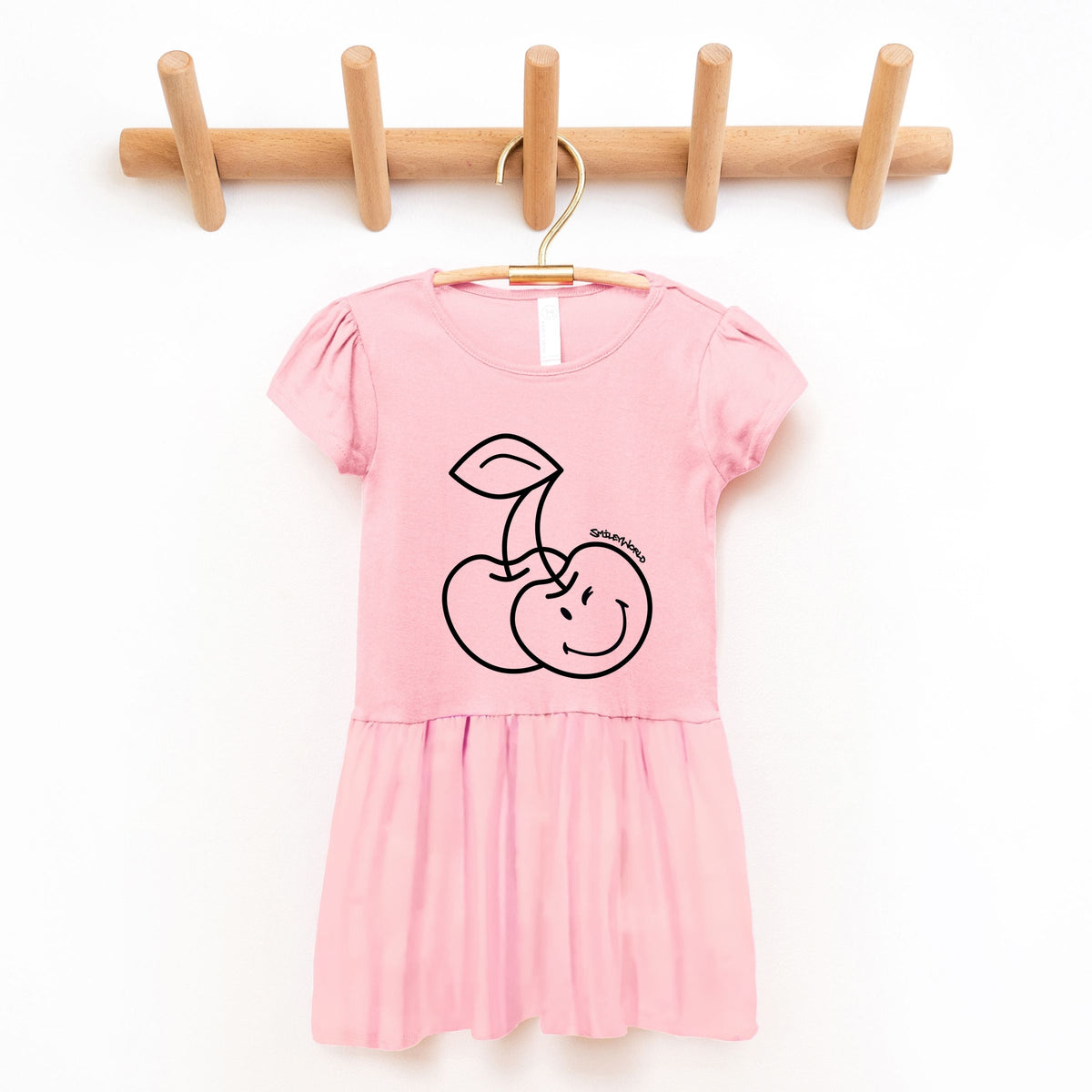 SmileyWorld Cherry Face Outline - Toddler Girl's Graphic Dress