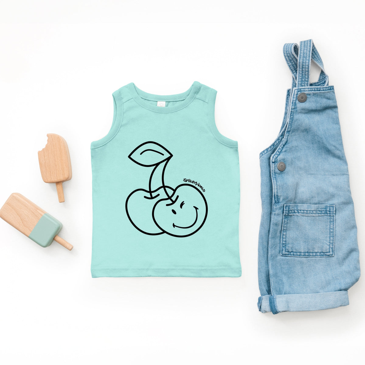 SmileyWorld Cherry Face Outline - Toddler Graphic Tank