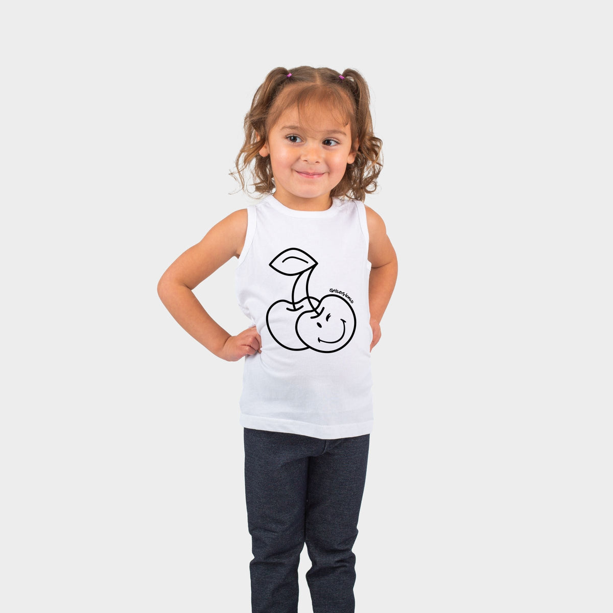 SmileyWorld Cherry Face Outline - Toddler Graphic Tank