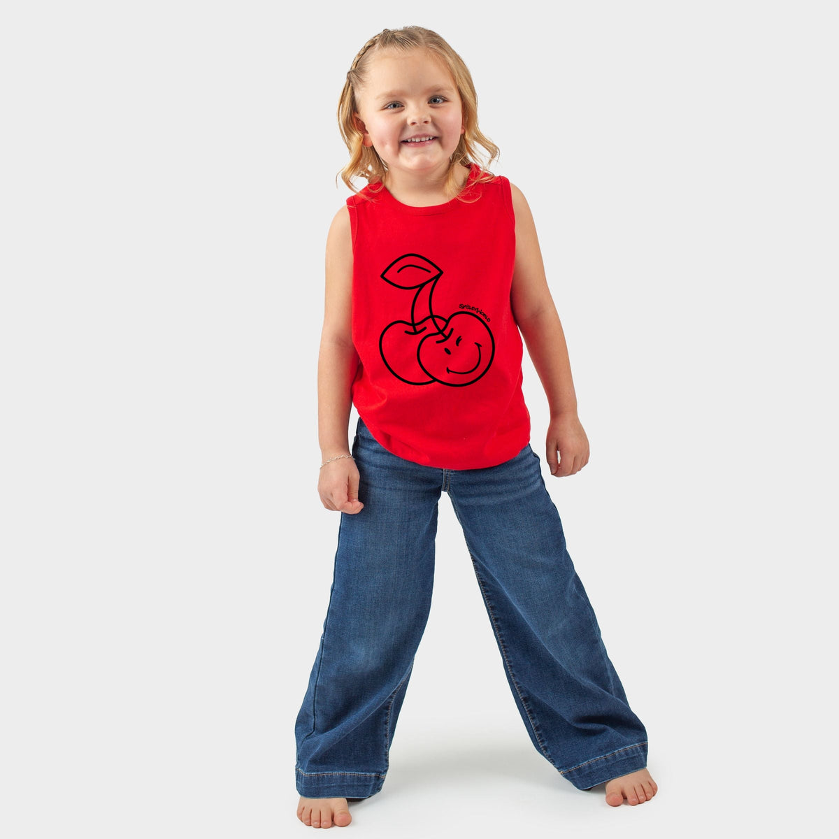 SmileyWorld Cherry Face Outline - Toddler Graphic Tank