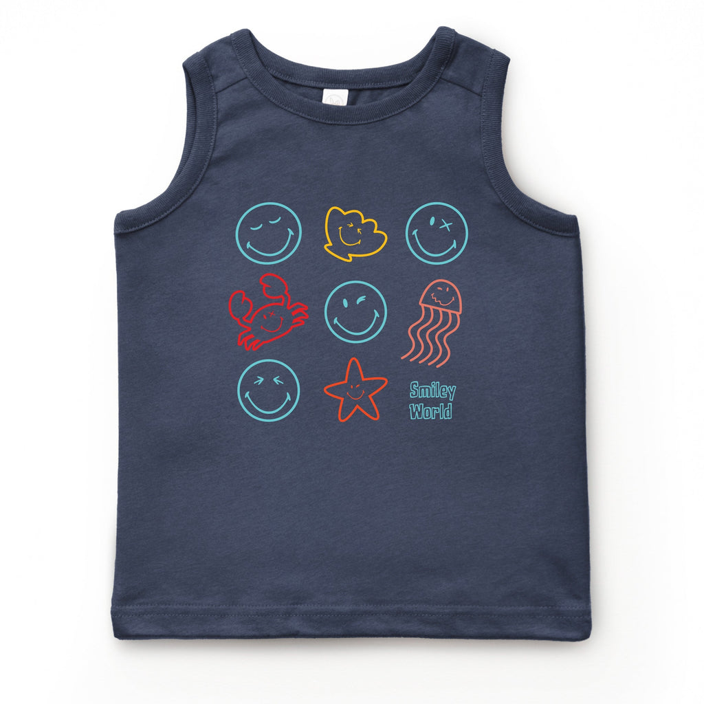 SmileyWorld Sea Critters Grid - Youth Tank Top
