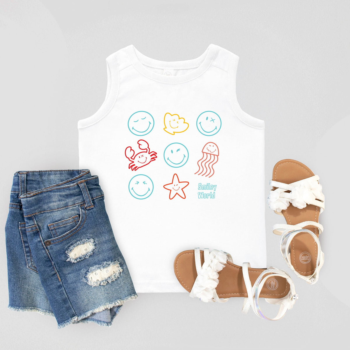 SmileyWorld Sea Critters Grid - Youth Tank Top