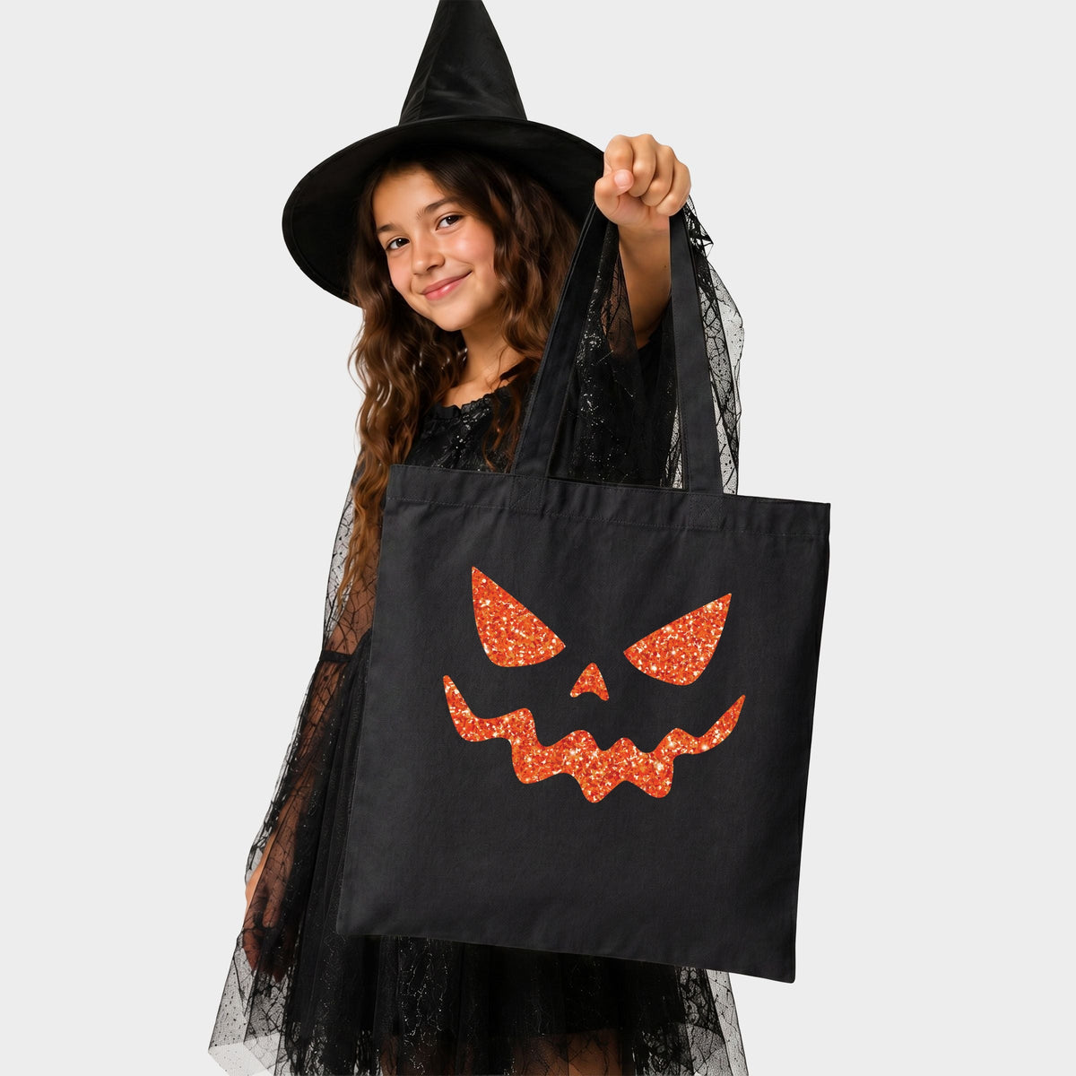 Pumpkin Face Glitter - Canvas Tote