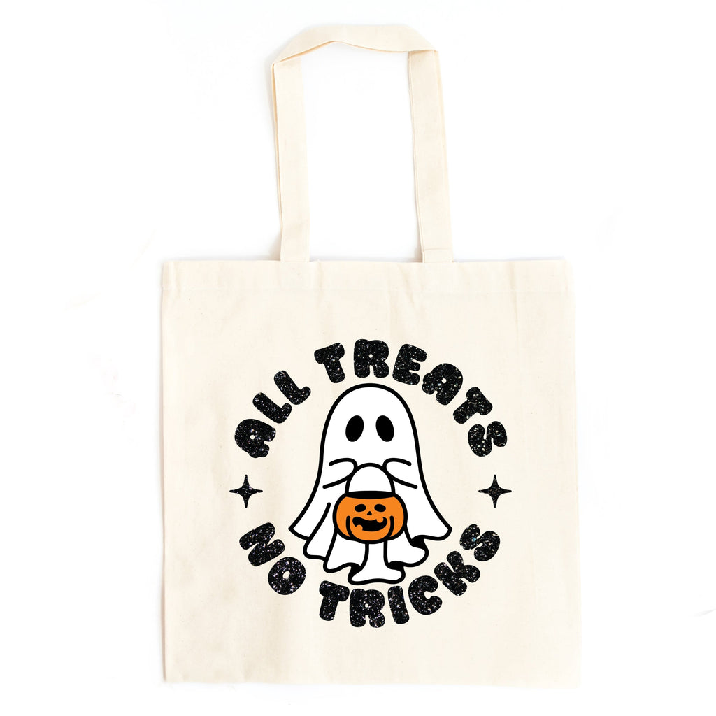 All Treats No Tricks Ghost Glitter - Canvas Tote