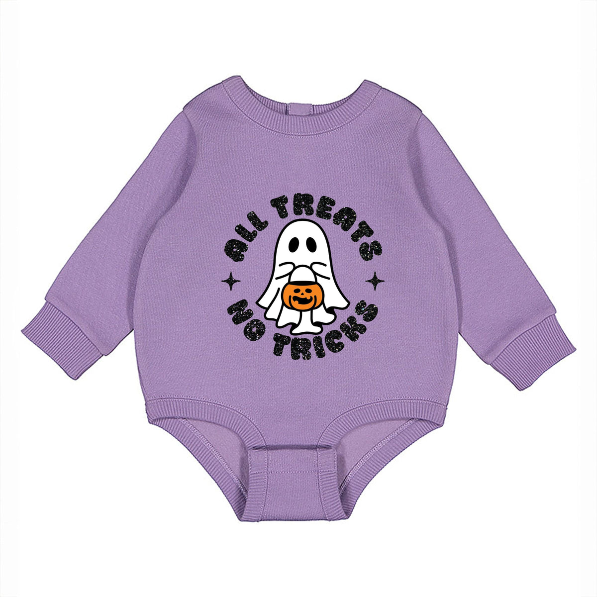 All Treats No Tricks Ghost Glitter - Infant Fleece BodySuit